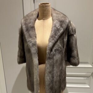 Elegant Gray  vintage mink Fur Jacket